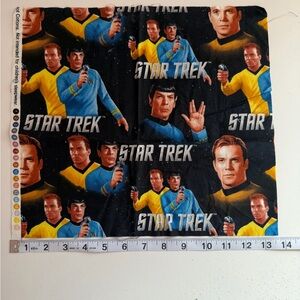 Star Trek Fabric Remnant Spock Kirk Cotton Quilting Craft Sewing 13x17 OOP